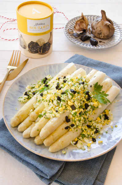 Recette asperges et ail noir Maison Boutarin