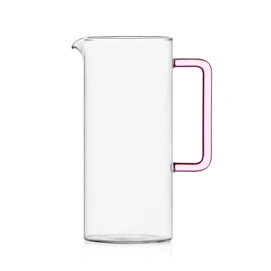 Carafe en verre anse rose