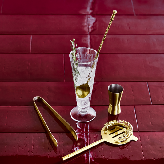 Set cocktail, Finition en laiton antique