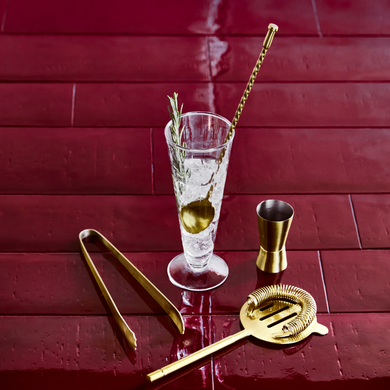 Set cocktail, Finition en laiton antique