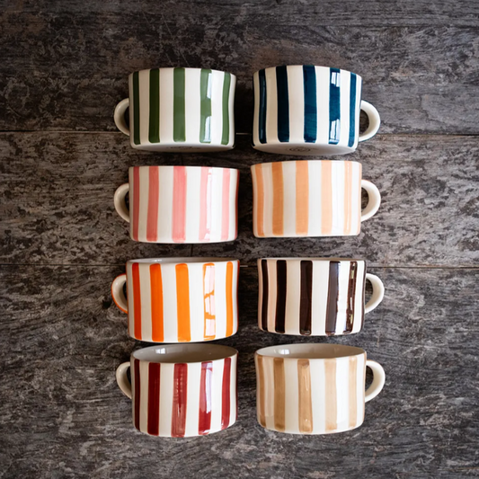 Tasses à déjeuner rayées (différents coloris) - L'essentiel