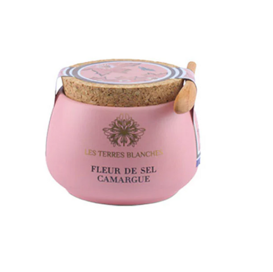 Fleur de Sel de Camargue – Pot en céramique rose avec cuillère