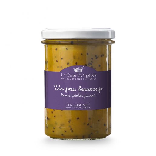 Confiture "Un peu beaucoup" Kiwi, pêche jaune - L'essentiel