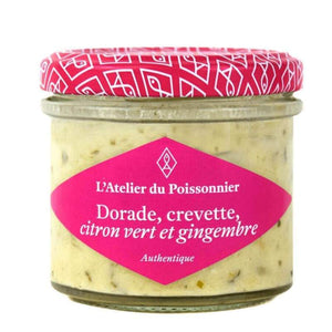 Rillettes de dorade, crevette, citron vert et gingembre