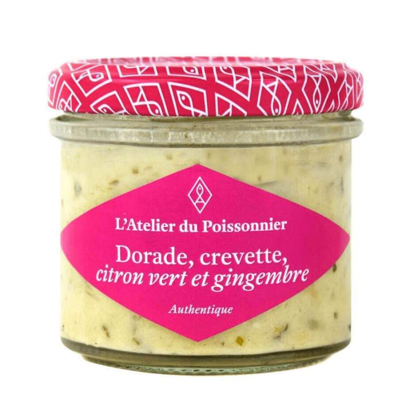 Rillettes de dorade, crevette, citron vert et gingembre